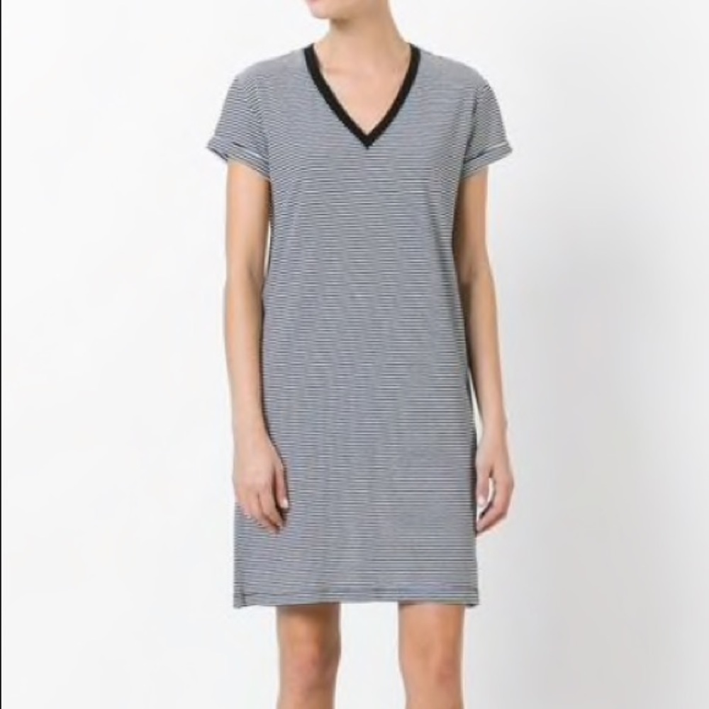 T by Alexander Wang Striped V-Neck T-shirt Dress